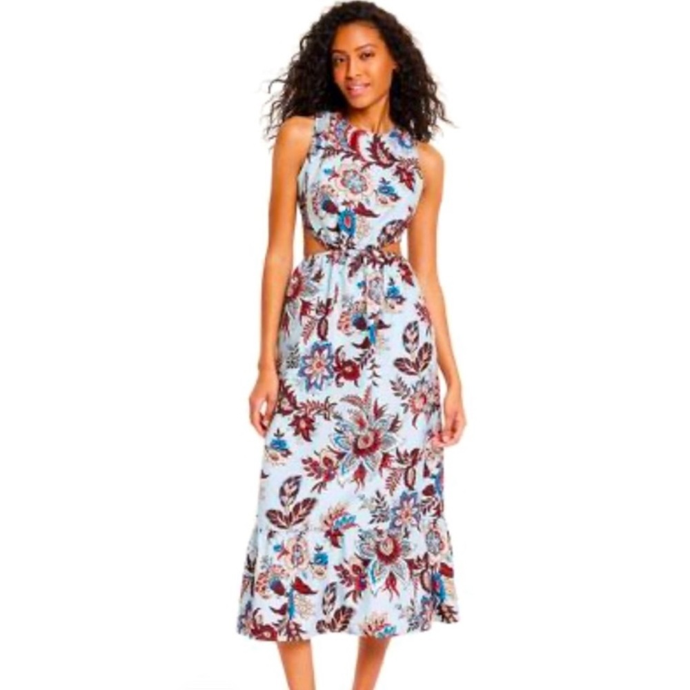 ✨NWT RHODE blue floral with side cut outs maxi dress ✨